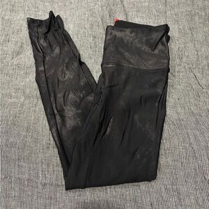 SPANX Black Sculpting Leggings with Red Logo Tag